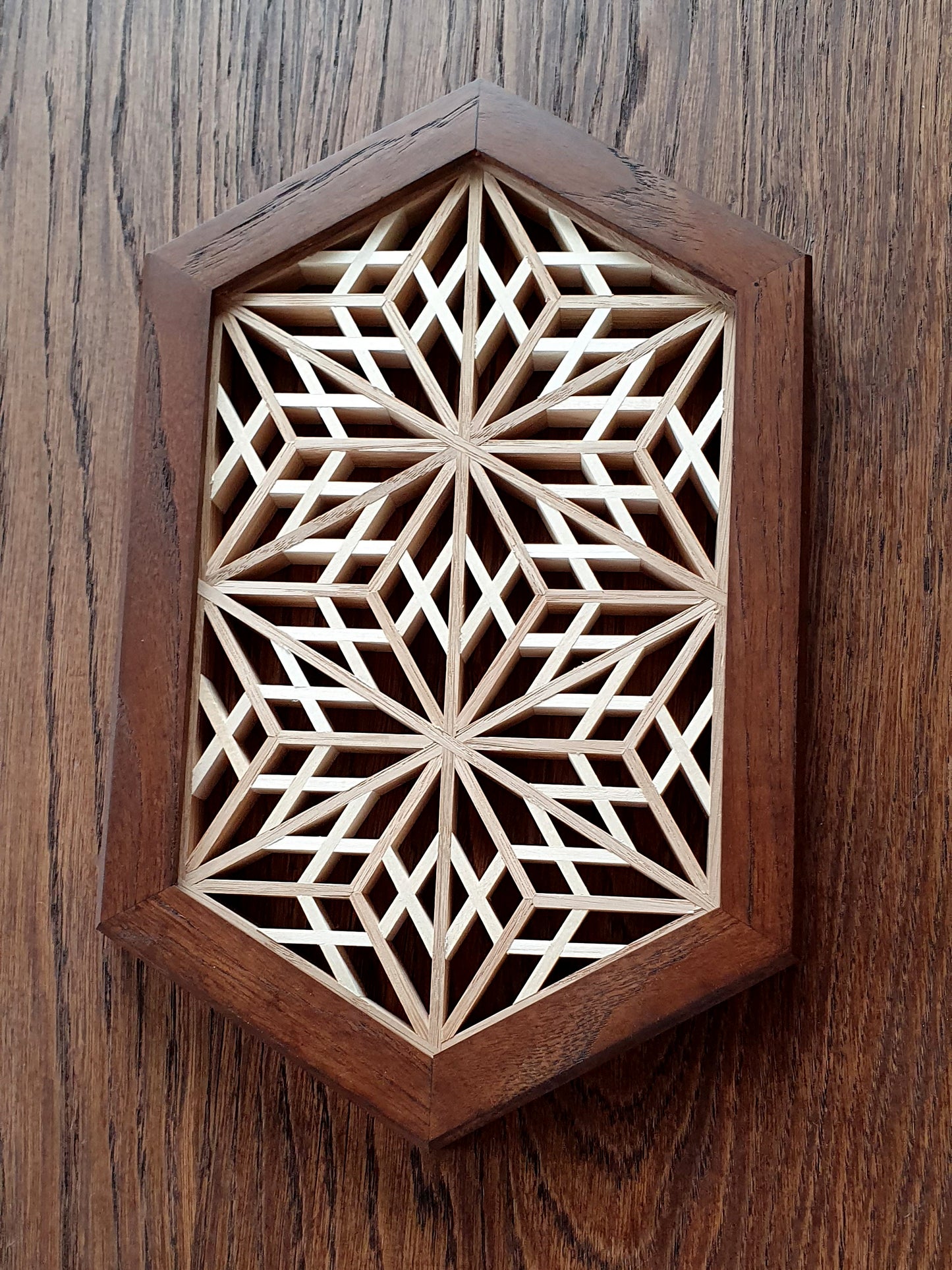 Kumiko wall decor assembly kit with wall mount- Kawari yae zakura.