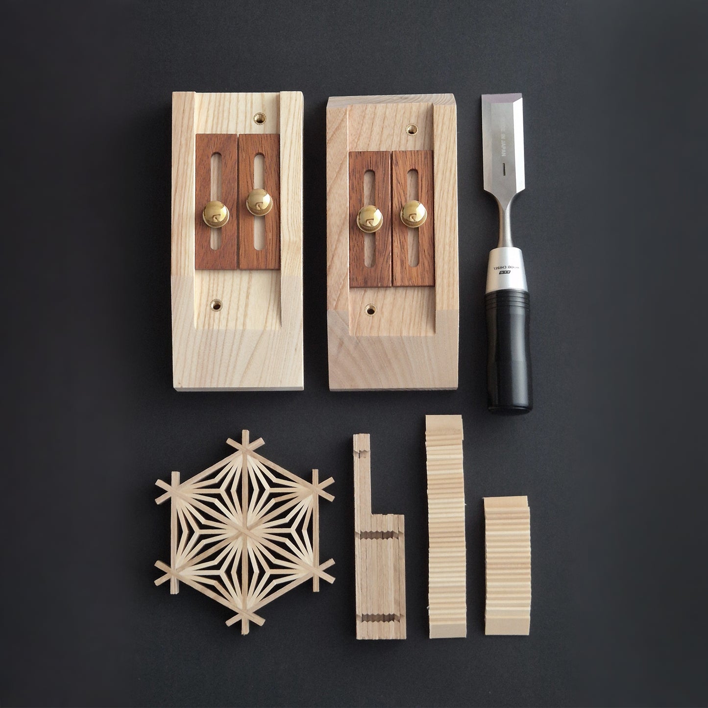 All in one Kumiko kit: Jigs, Chisel, Jigumi, blamks for infilling parts