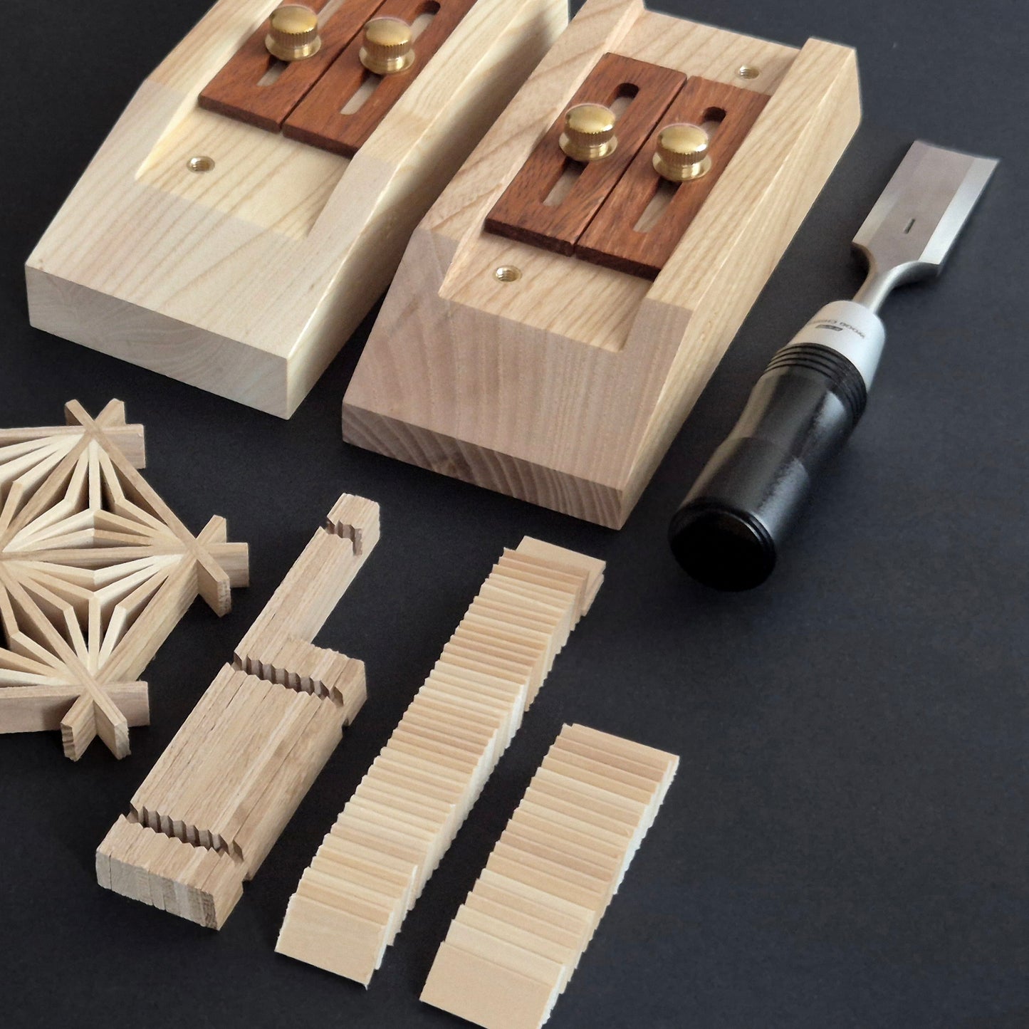 All in one Kumiko kit: Jigs, Chisel, Jigumi, blamks for infilling parts