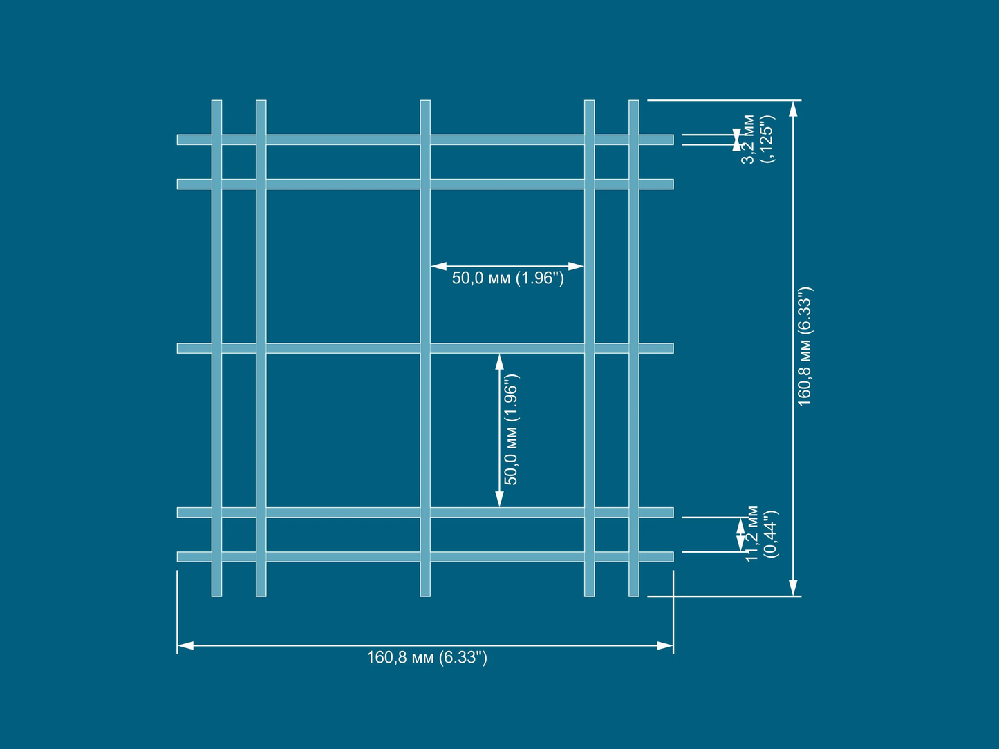 Kumiko grid for sqare pattern 4x4 (Basswood)